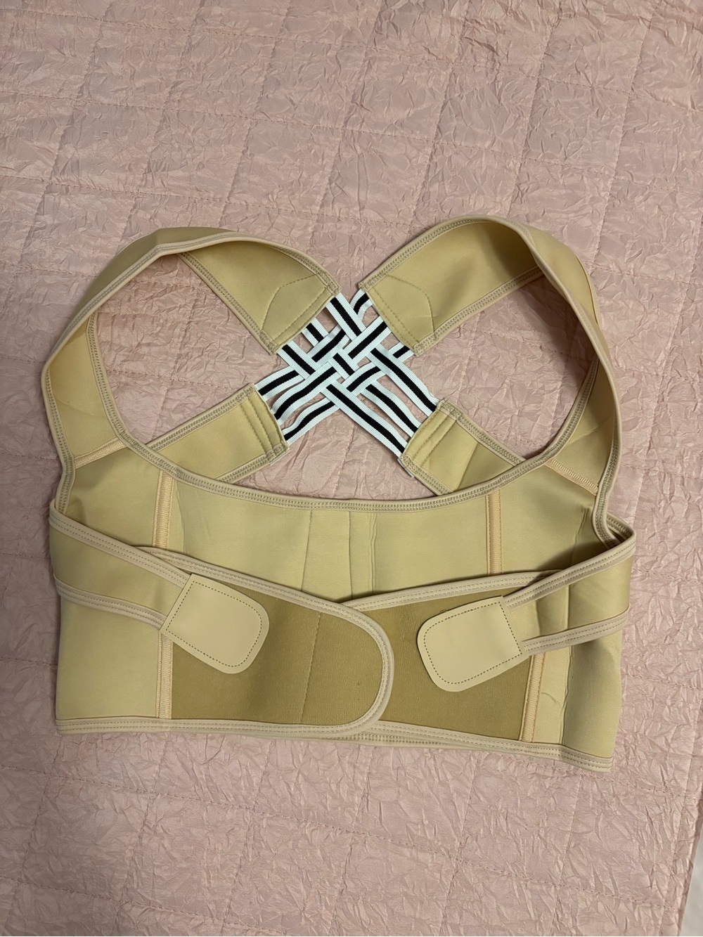 Posture Corrector Brace Unisex Beige with Black & White Straps Size Small - Picture 2 of 7